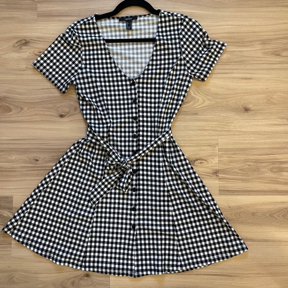 Gingham Wrap Dress- Size Small